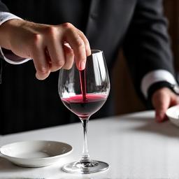Sommelier carefully pouring wine into a glass at a table.
