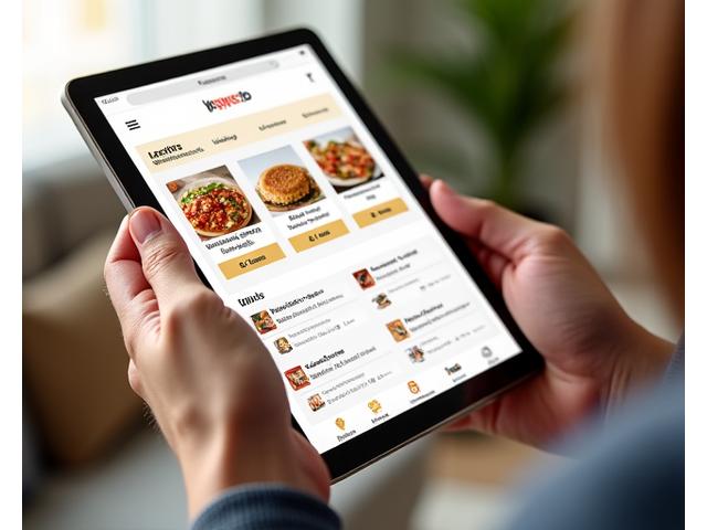 A user-friendly online ordering interface on a tablet, showcasing seamless food selection.